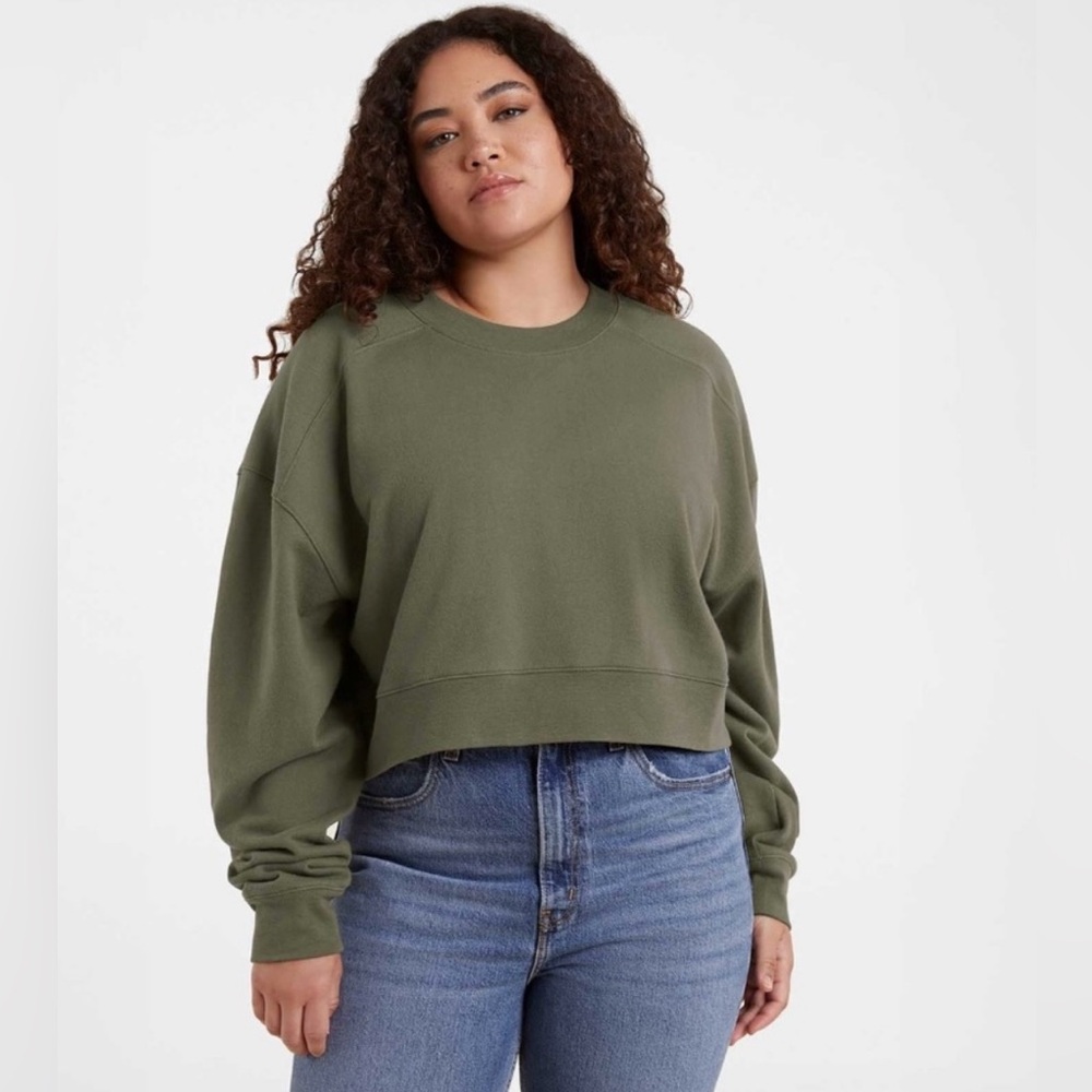 Nuuds Olive Green Women's Cropped Sweatshirt